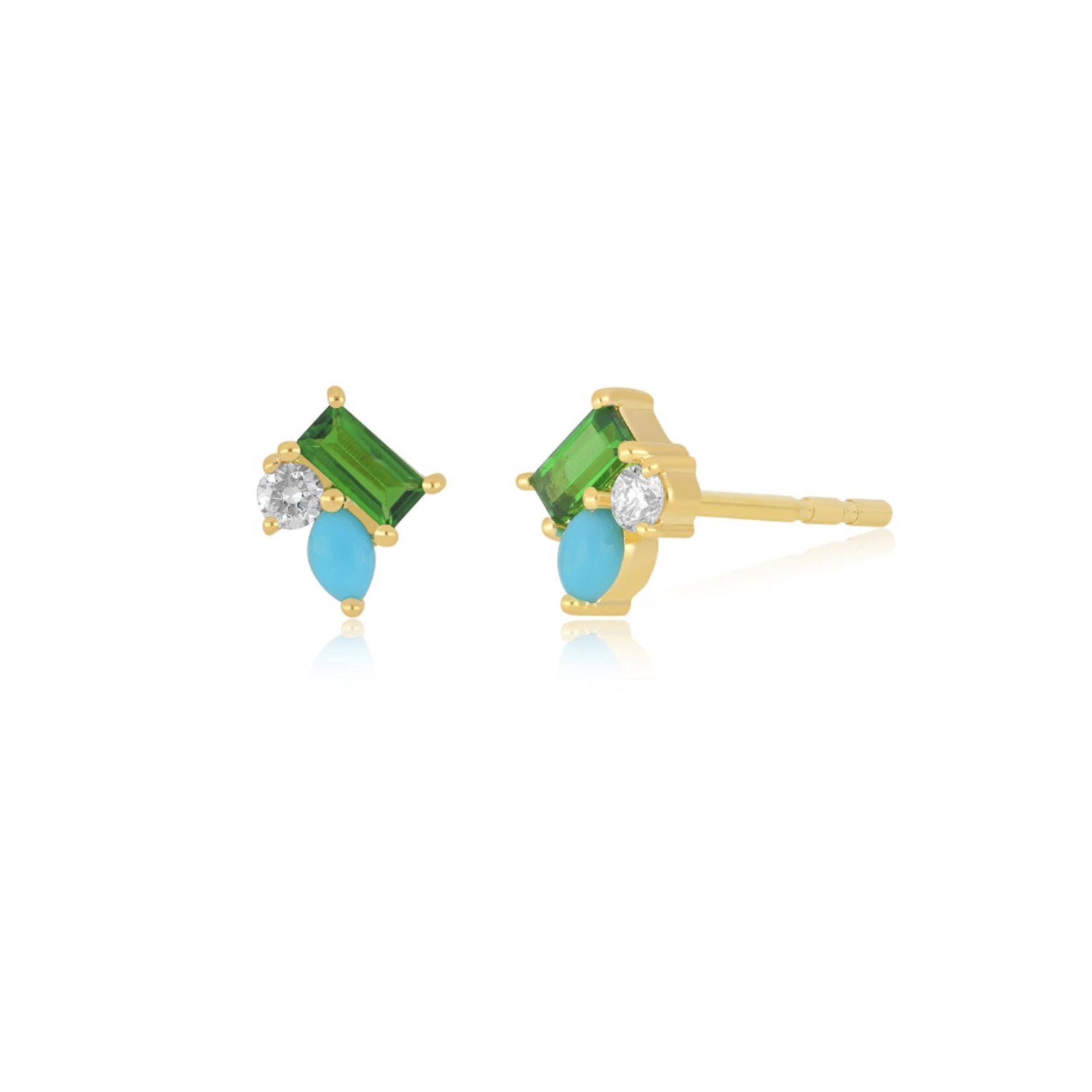 EF COLLECTION 14KY Triple Treasure Stud Earrings