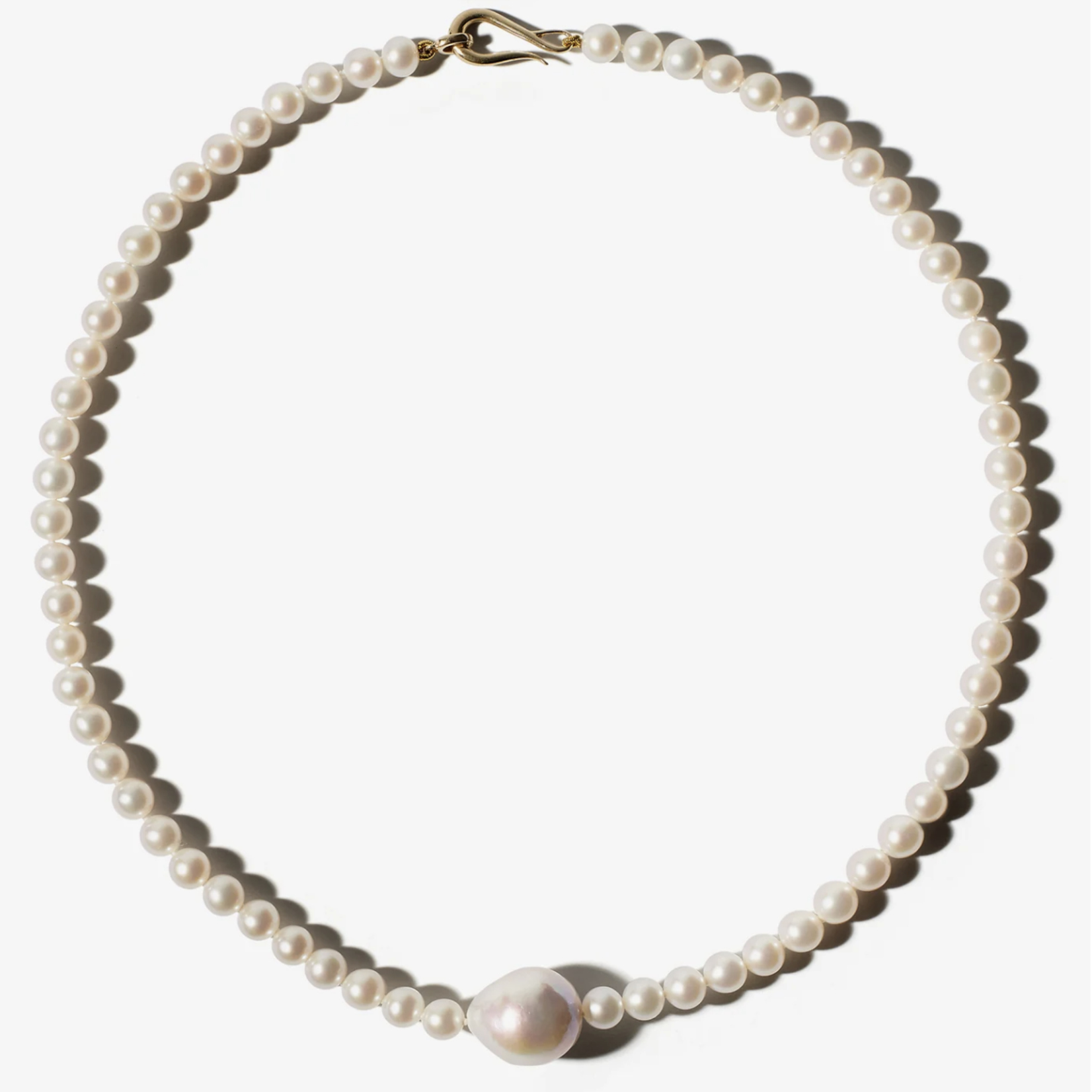 MIZUKI 14KY Knotted White Freshwater Pearl -15.25"