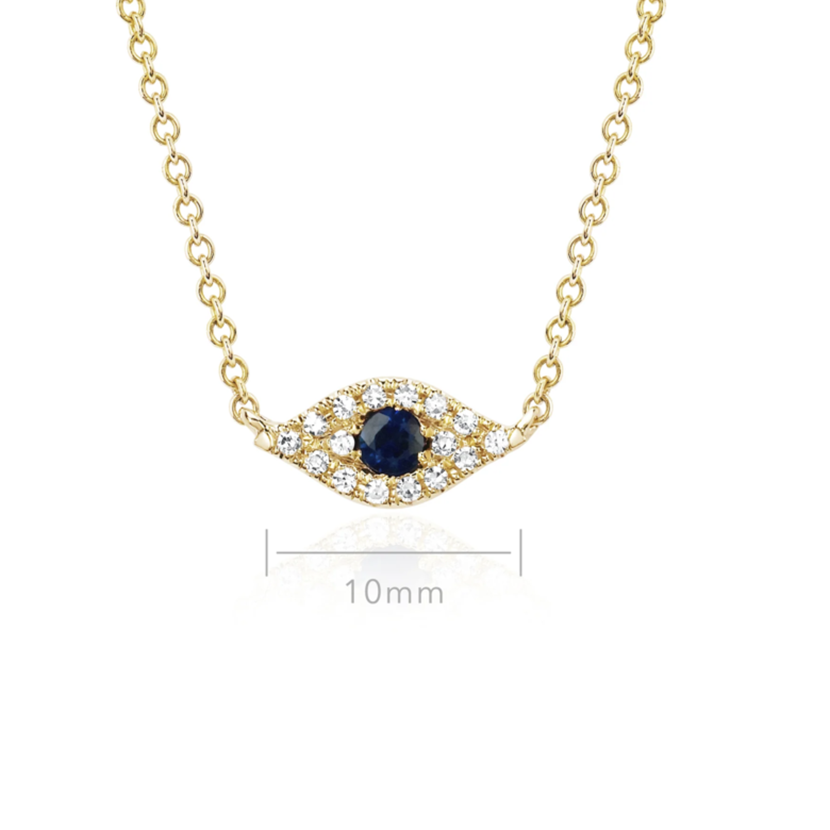 EF COLLECTION 14KY Evil Eye Diamond & Blue Sapphire Necklace