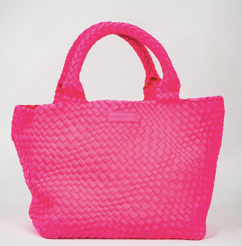 Neon Pink Woven Large Neoprene Tote - La Cote Mystic