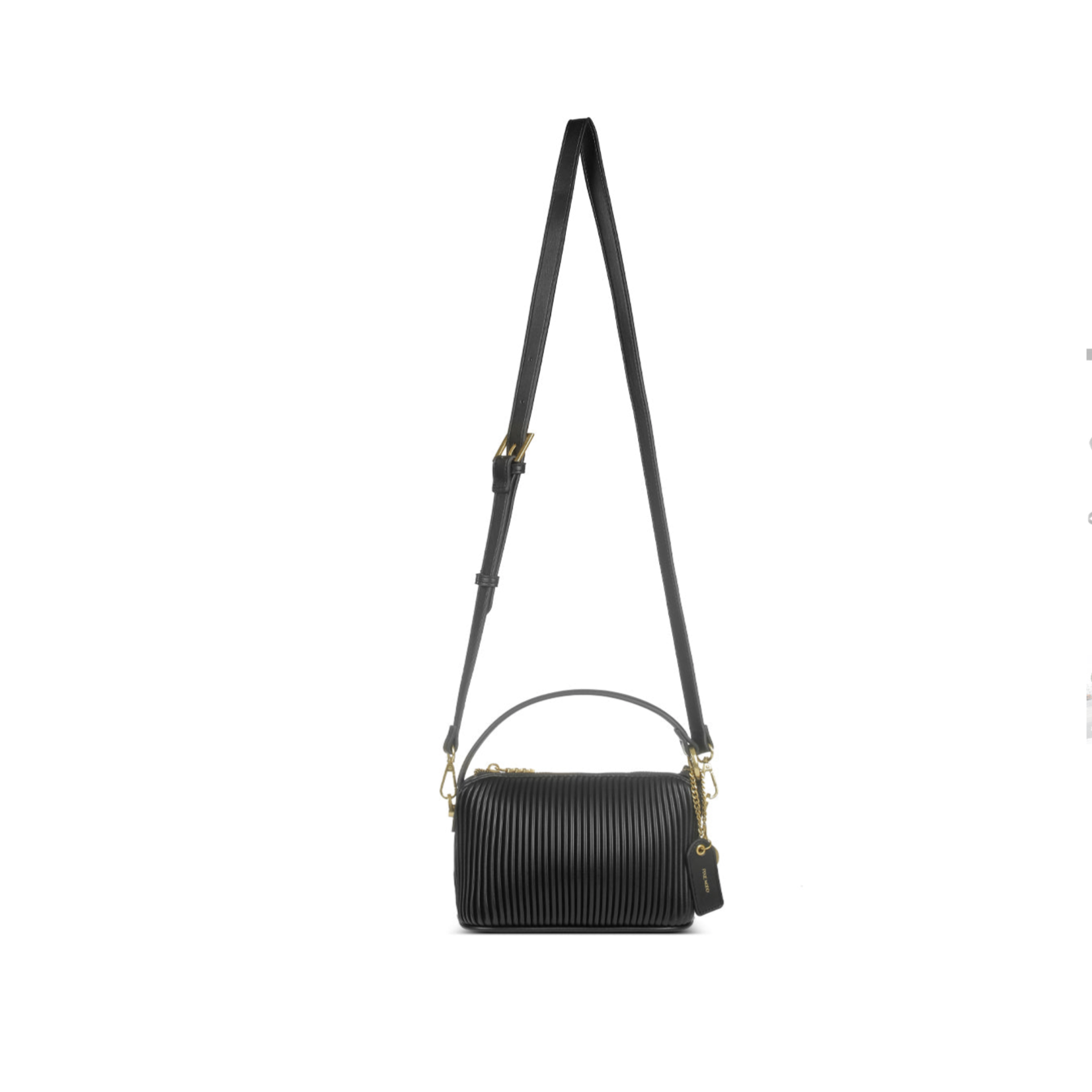 Ella Crossbody- Recycled Vegan Bag - Black Pleated - La Cote Mystic