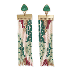 INK + ALLOY Lilah Semi Precious Stone Beaded Fringe Earring- Emerald