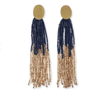 INK + ALLOY Mae Oval Brass Post w/ Tassel Earrings- Navy