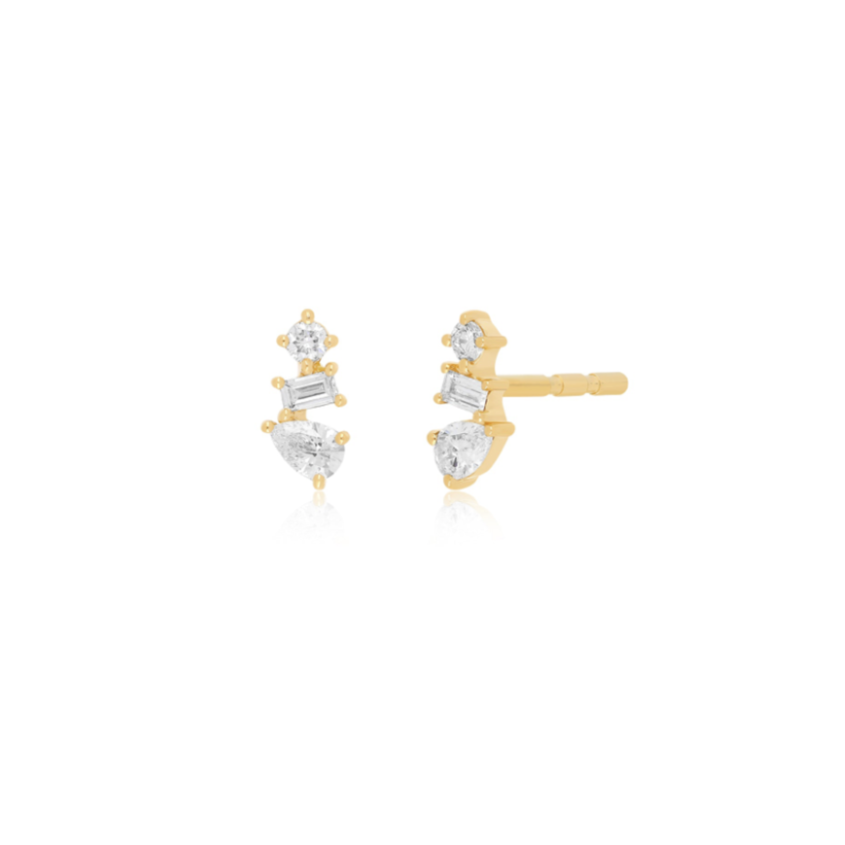 EF COLLECTION 14KY Multi Faceted Diamond Stud Earring