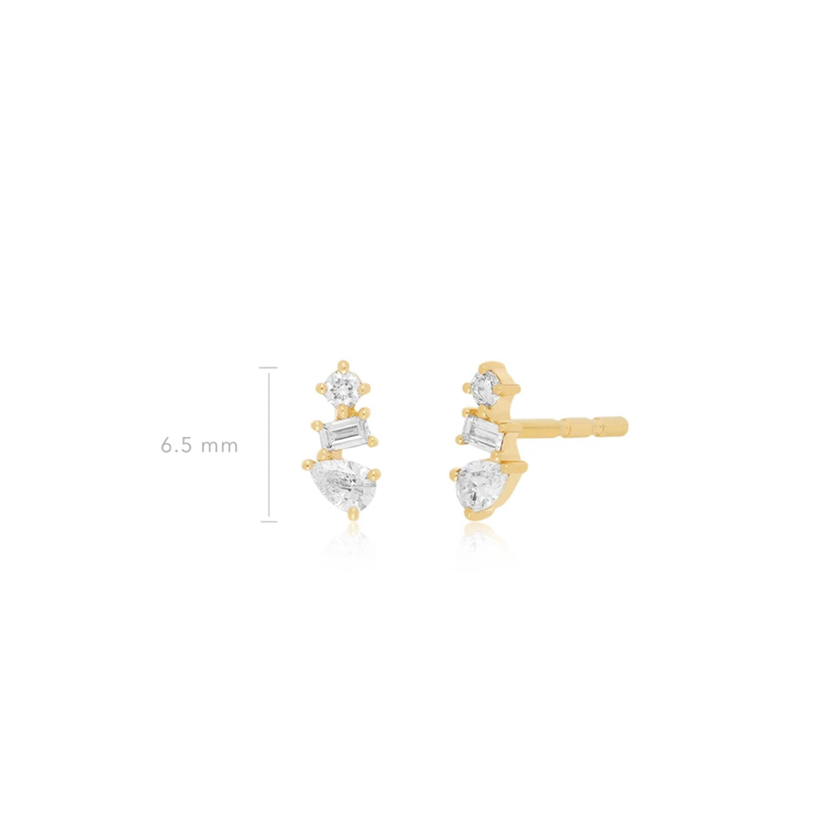 EF COLLECTION 14KY Multi Faceted Diamond Stud Earring