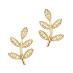 LIVEN CO 14KY Diamond Leaf Earrings