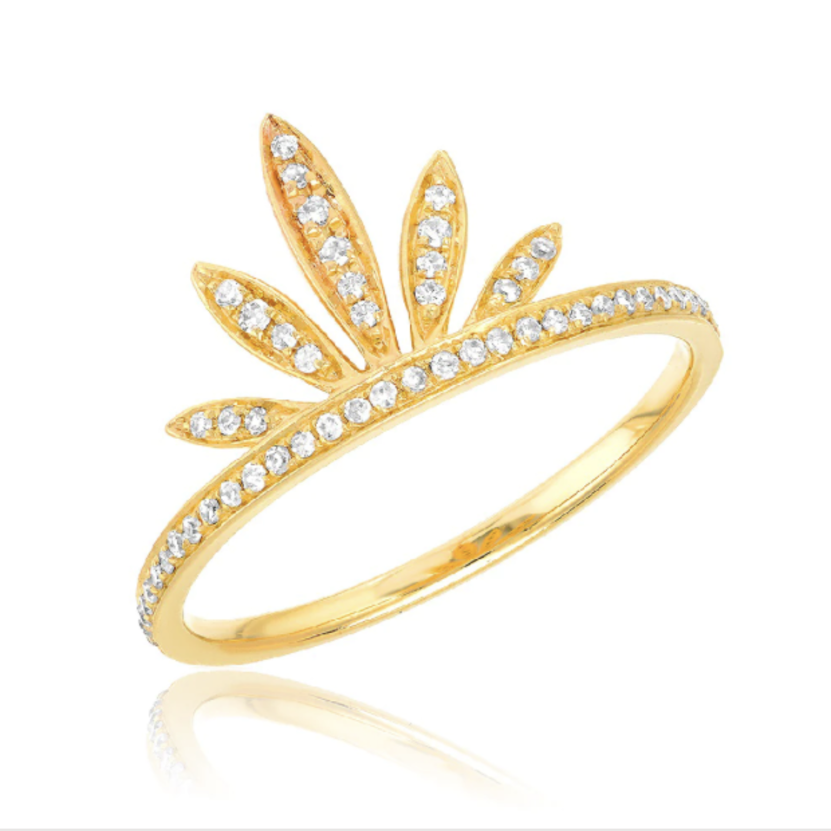 LIVEN CO 14KY Diamond Willow Sunrise Ring- Size 6 1/2