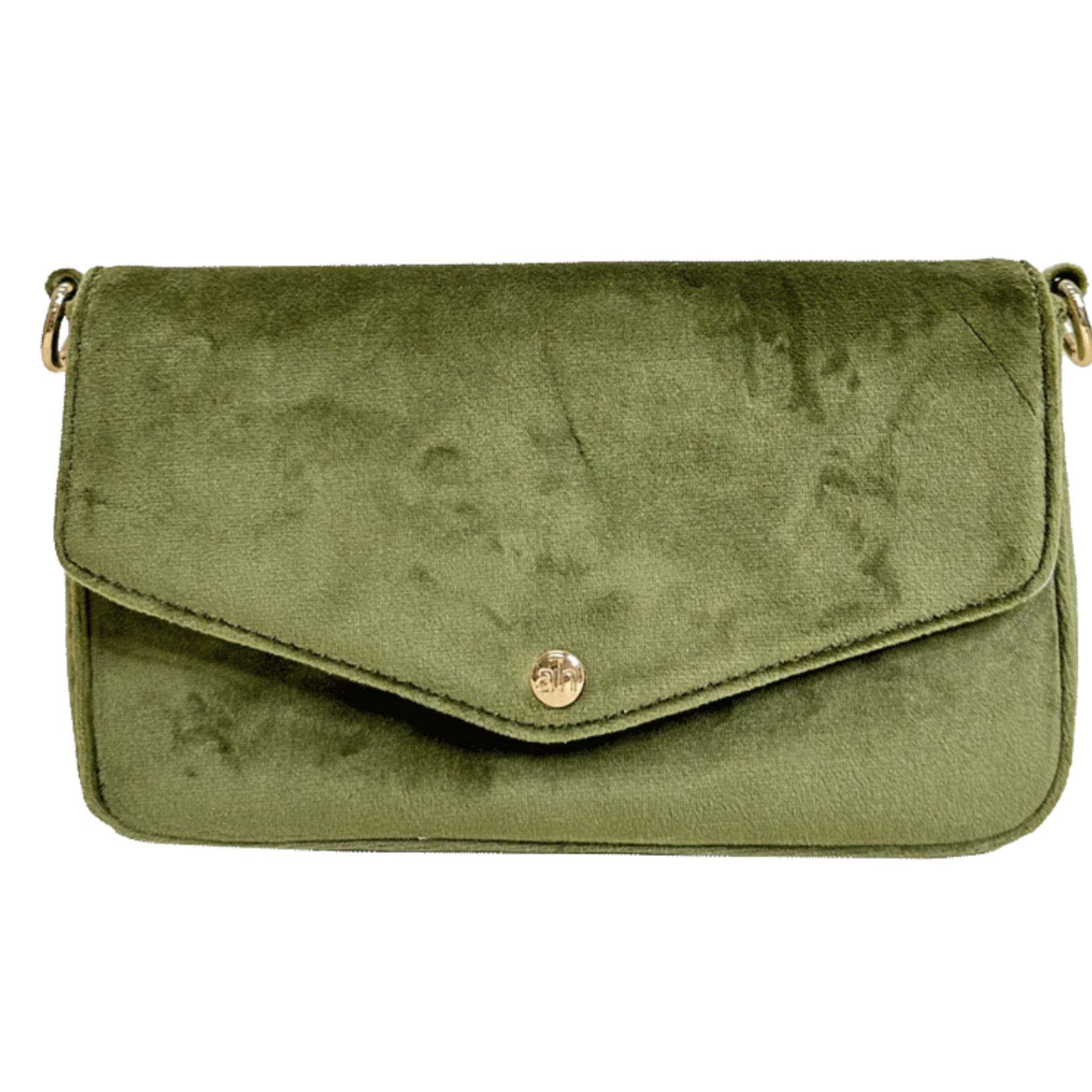 ah-dorned Louise Velvet Flap Bag w/Removable Chain Strap- Moss Green