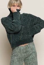 HOTOVELI Cropped eyelet pullover turtleneck sweater