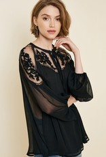 HOTOVELI Peasant top with  embroidered lace detail