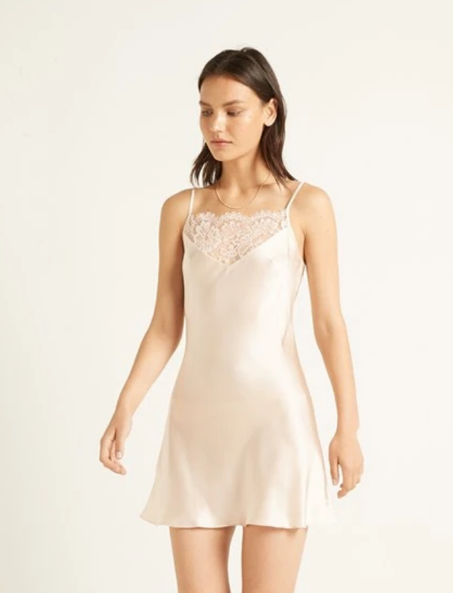 Silk Chemise with Lace