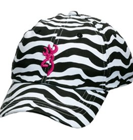 Browning Zebra Print Hat w/Pink Buckmark