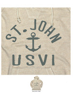 St. John Beach Bum Baffled Anchor Striped French Terry V-Neck Hoodie