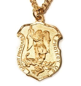 HMH Religious St. Michael in Shield Gold Over Sterling Silver 16kt 20" Chain
