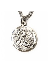 HMH Religious Sterling Silver 0.8" St. Michael Medal-Pendant 18" Chain Necklace