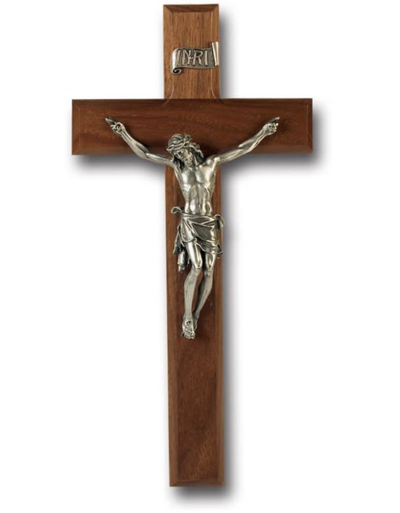 WJ Hirten 11" Walnut Crucifix with Pewter Corpus