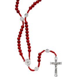 McVan Red Wood Cord Holy Spirit Rosary