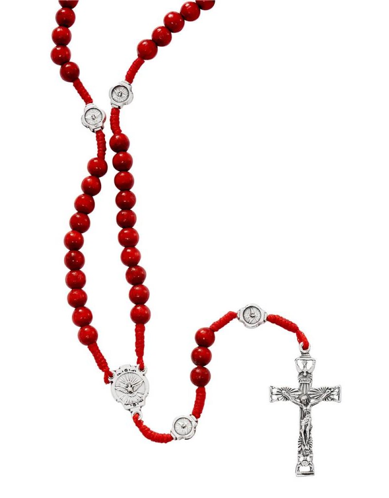 McVan Red Wood Cord Holy Spirit Rosary