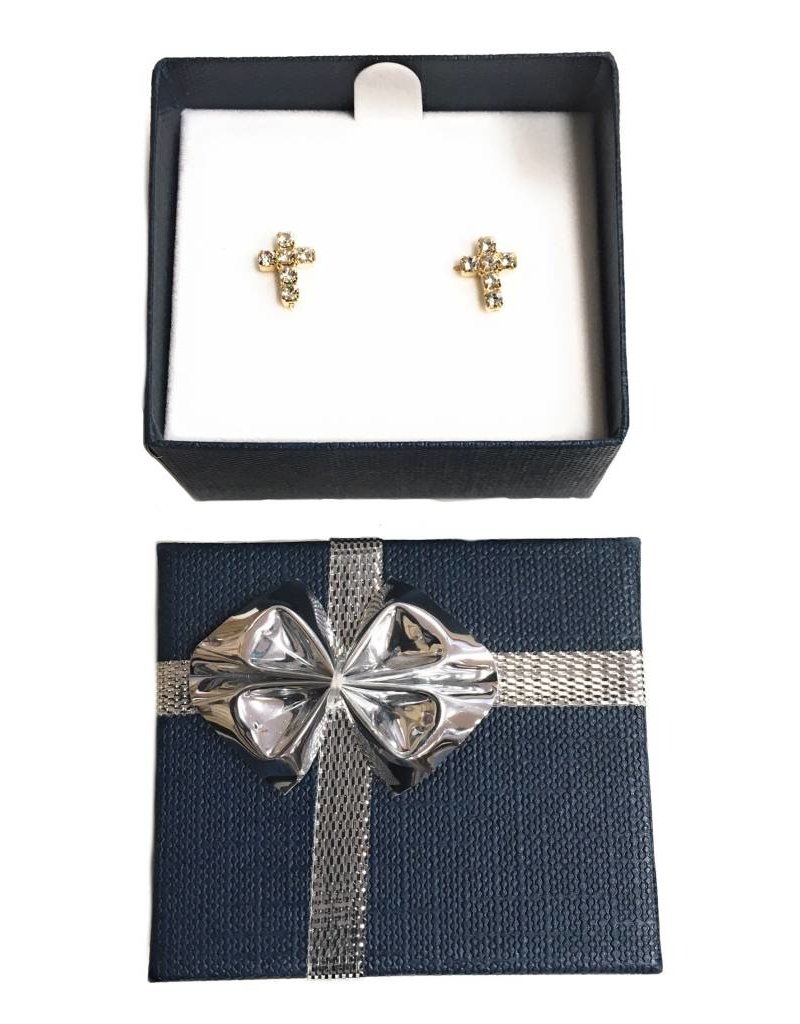 Wallace Brothers Manufacturing Austrian Crystal Cross Earrings