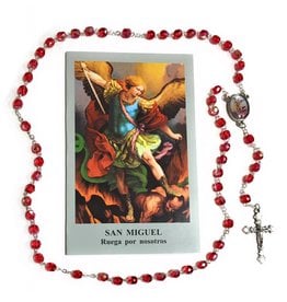 Wallace Brothers Manufacturing St. Michael Photo Rosary with Large Spanish Prayer Card