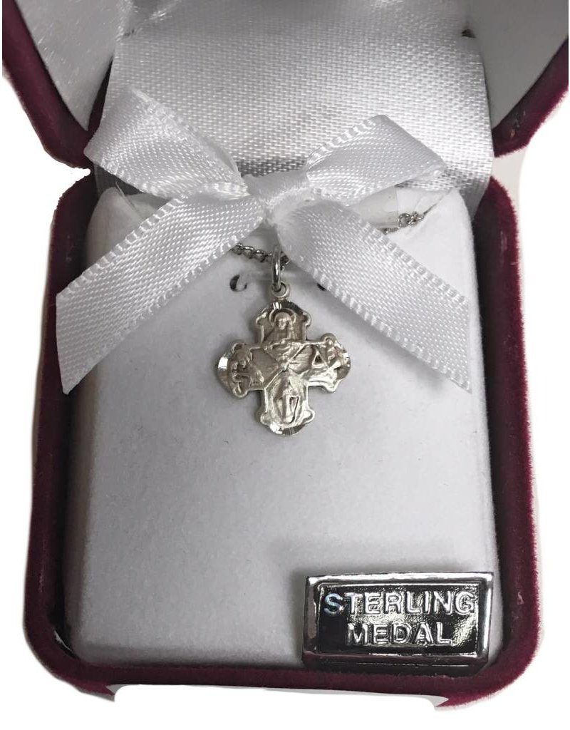 McVan Sterling Silver Baby 4 Way Medal on 13" Chain Necklace
