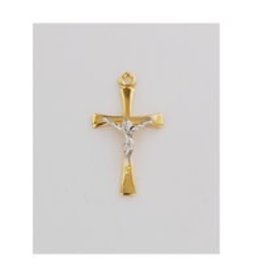 McVan 18kt Gold Over Sterling Silver Two-Tone Crucifix Pendant With 18"  Chain