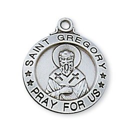McVan Sterling Silver Saint Gregory Medal on 20" Chain Necklace