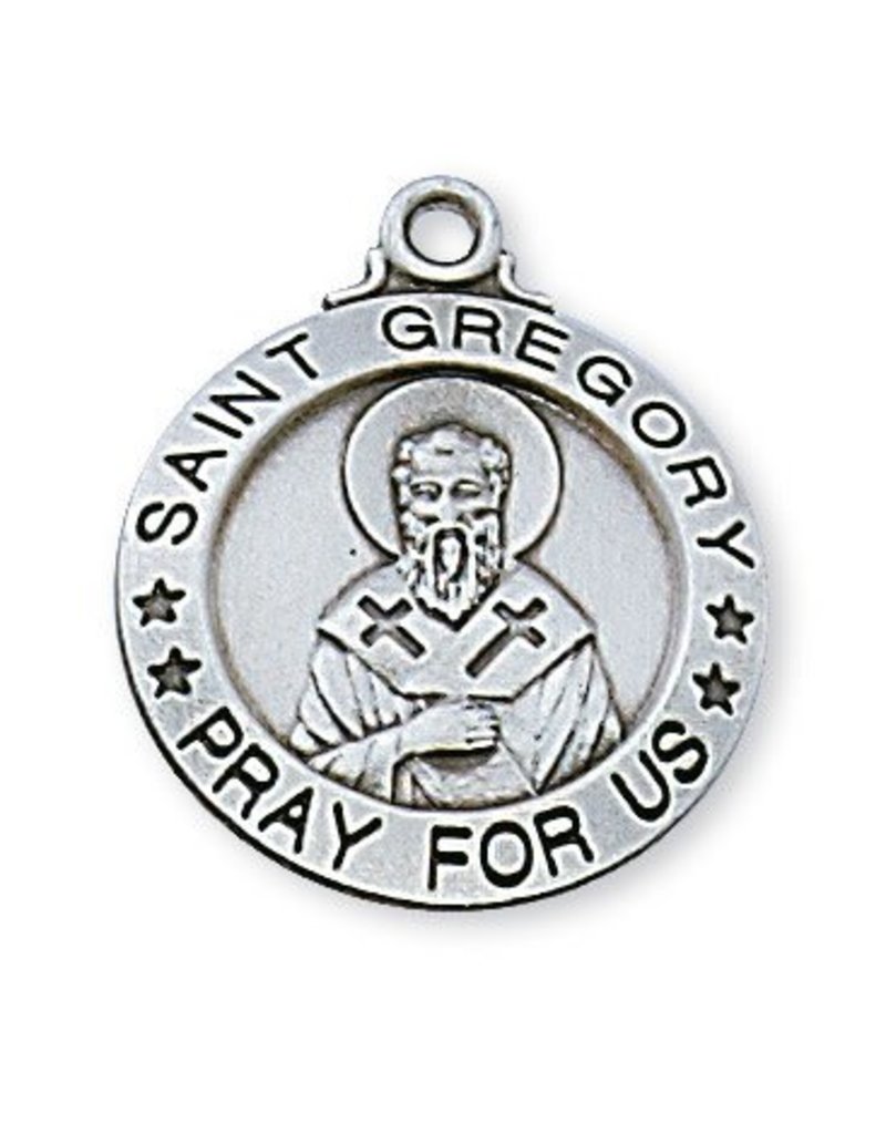 McVan Sterling Silver Saint Gregory Medal on 20" Chain Necklace