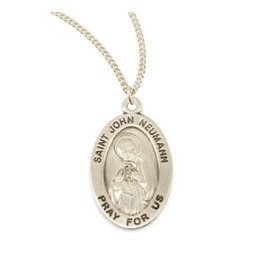 HMH Religious Sterling Silver Saint John Neumann Medal on 20" Chain Necklace