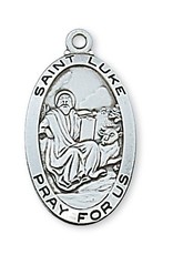McVan Sterling Silver Saint Luke Medal-Pendant on 20" Chain Necklace