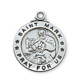 McVan Sterling Silver Saint Mark Medal-Pendant on 20" Chain Necklace