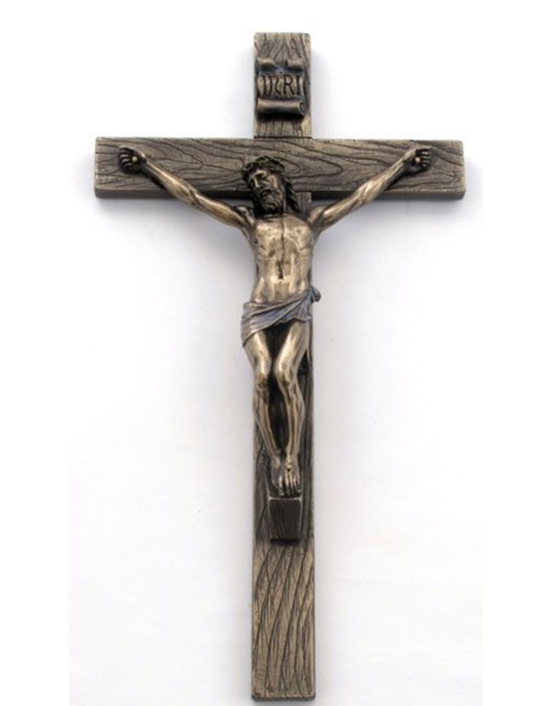 Goldscheider of Vienna 10" Crucifix Lightly Hand-Painted Cold-Cast Bronze