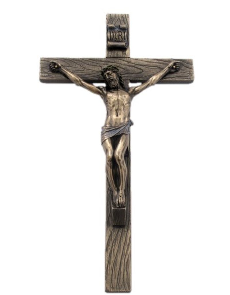 Goldscheider of Vienna 10" Crucifix Lightly Hand-Painted Cold-Cast Bronze