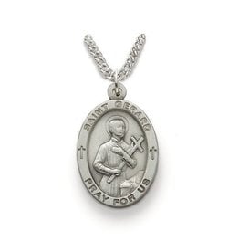 Singer Sterling Silver St. Gerard Medal Pendant 24" Chain Necklace