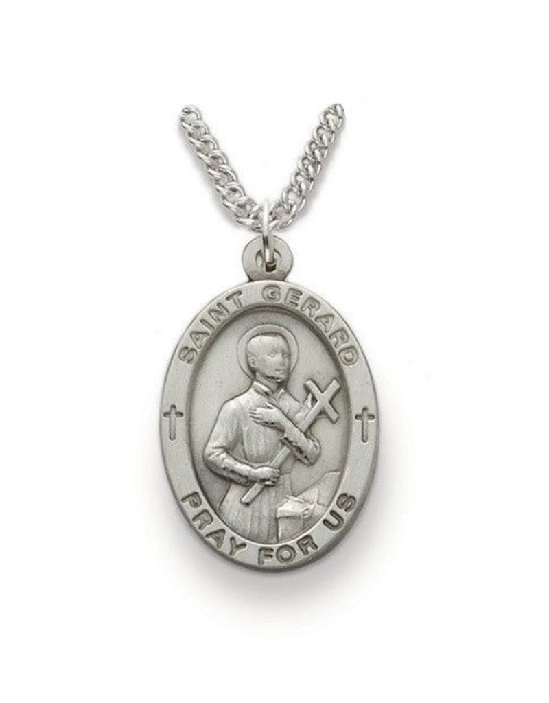 Singer Sterling Silver St. Gerard Medal Pendant 18" Chain Necklace