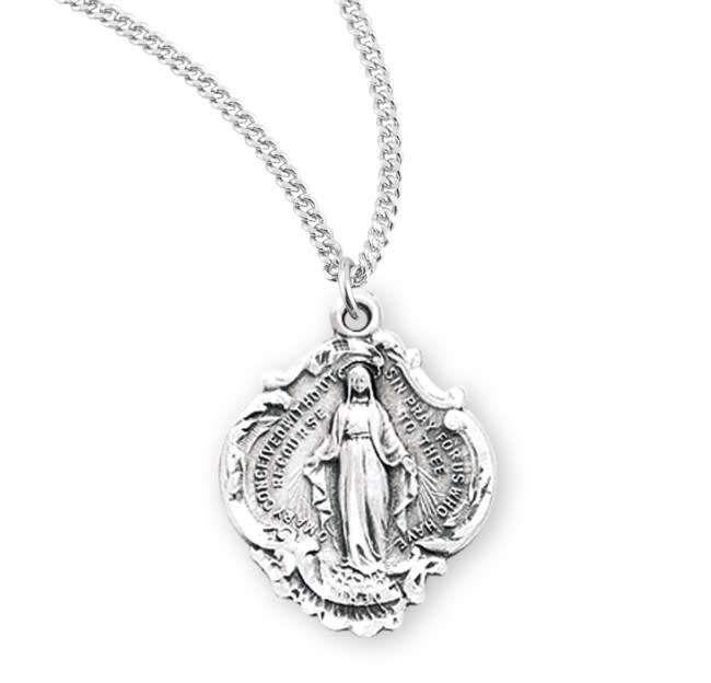 Miraculous Medal charm sterling silver fits Pandora Catholic