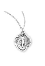 HMH Religious Sterling Silver Miraculous Medal Baroque With 18" Chain Necklace