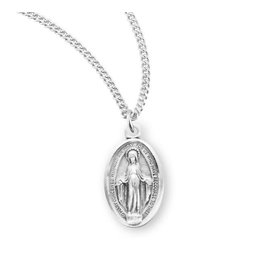 HMH Religious Sterling Silver Miraculous Medal With 18" Chain Necklace