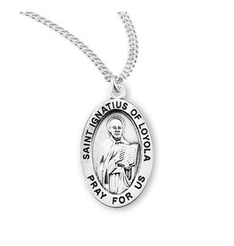 HMH Religious Sterling Silver St. Ignatius of Loyola Medal With 20" Necklace