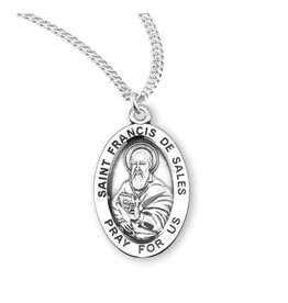 HMH Religious Sterling Silver St. Francis de Sales Medal With 20" Necklace