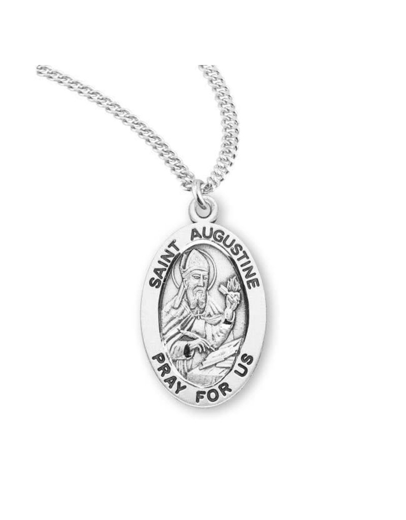 HMH Religious Sterling Silver St. Augustine Medal With 20" Necklace