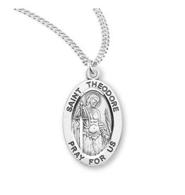 HMH Religious Sterling Silver St. Theodore Medal With 20" Necklace