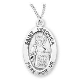 HMH Religious Sterling Silver St. Veronica Medal With 18" Necklace