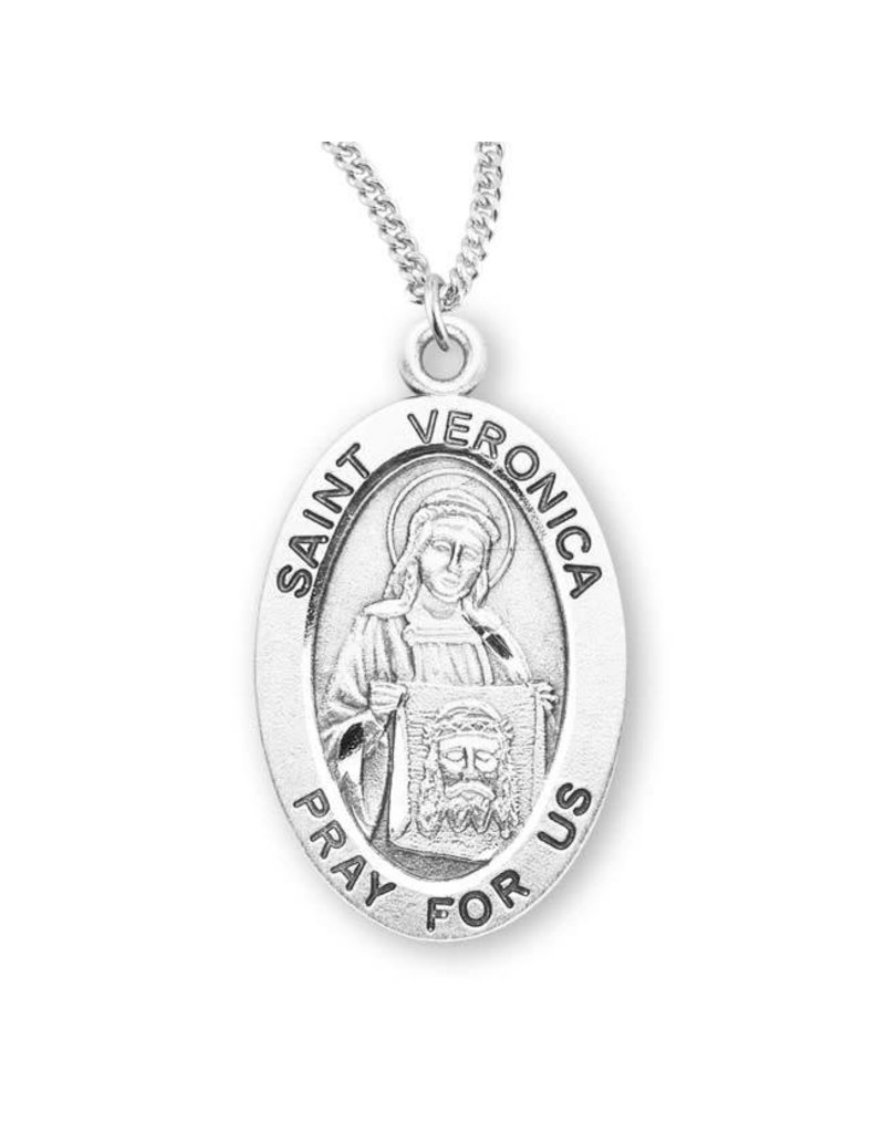 HMH Religious Sterling Silver St. Veronica Medal With 18" Necklace