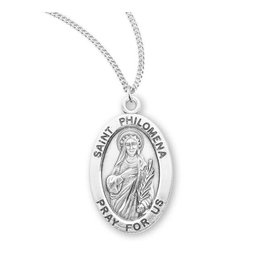 HMH Religious Sterling Silver St. Philomena Medal With 18" Necklace