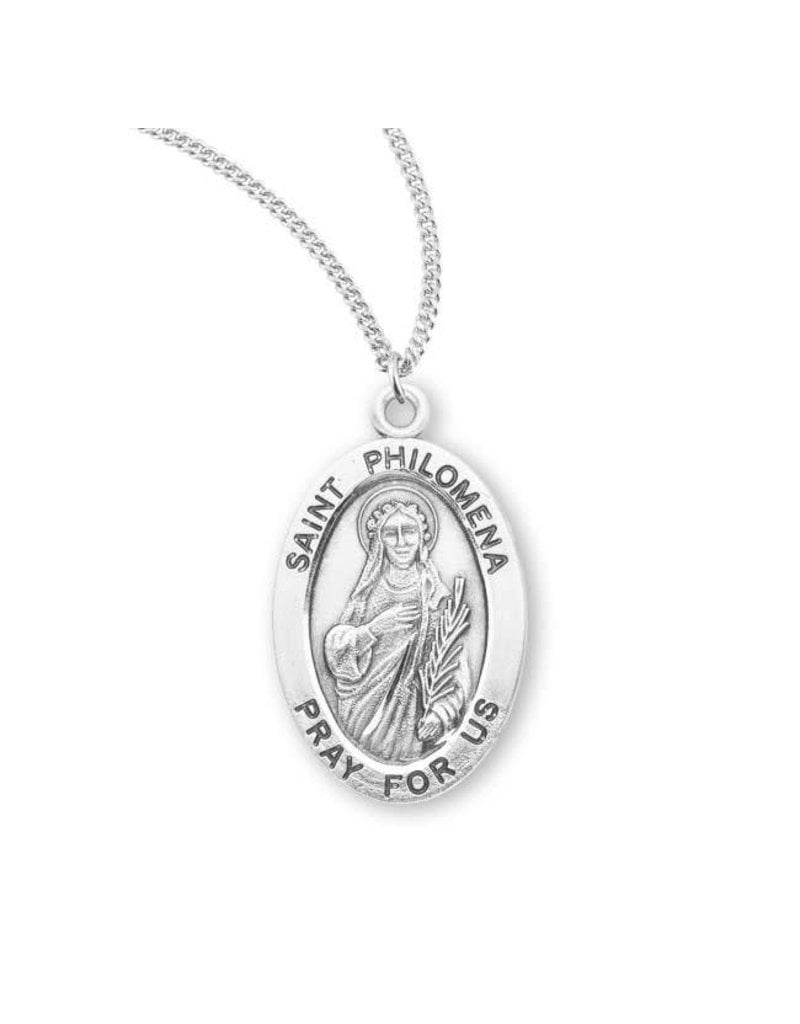 HMH Religious Sterling Silver St. Philomena Medal With 18" Necklace