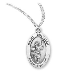 HMH Religious Sterling Silver St. Brendan Medal With 20" Chain Necklace