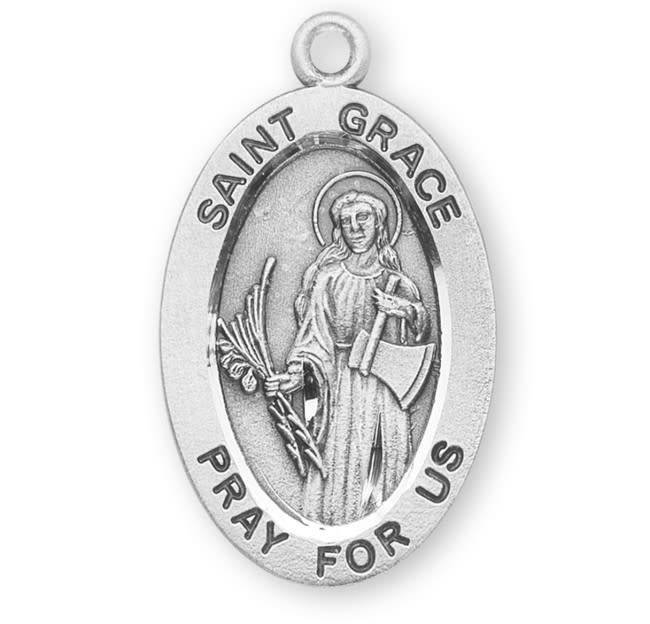 HMH Religious Sterling Silver St. Grace Medal With 18" Chain Necklace ...