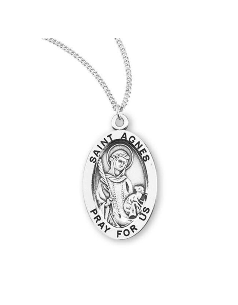 HMH Religious Sterling Silver St. Agnes Medal With 18" Chain Necklace