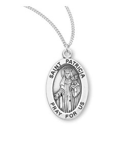 HMH Religious Sterling Silver St. Patricia Medal With 18" Chain Necklace